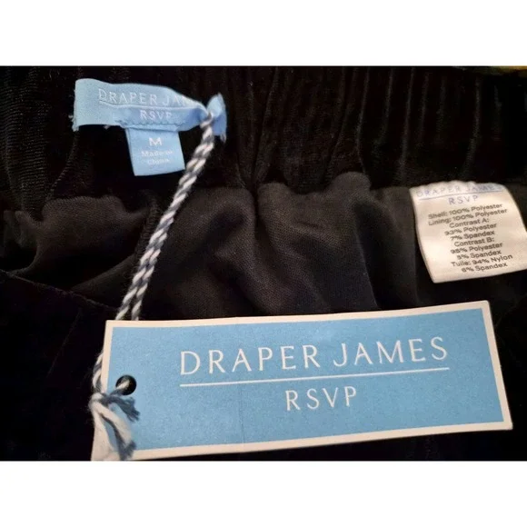 NWT Draper James RSVP Women's Skirt Medium Black Floral Velvet Overlay A-Line Mi - Picture 5 of 5
